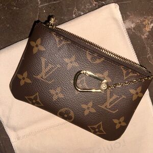 Louis Vuitton Brown Monogram Key Pouch with Gold Hardware size small